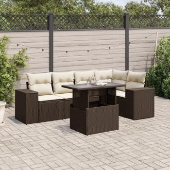 ARDEBO.de - 6-tlg. Garten-Sofagarnitur mit Kissen Braun Poly Rattan