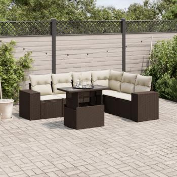 ARDEBO.de - 7-tlg. Garten-Sofagarnitur mit Kissen Braun Poly Rattan