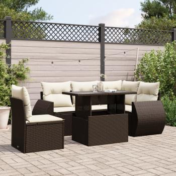 ARDEBO.de - 6-tlg. Garten-Sofagarnitur mit Kissen Braun Poly Rattan