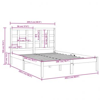 Massivholzbett Weiß 200x200 cm