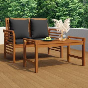ARDEBO.de - Sofabank mit Dunkelgrauen Kissen Massivholz Akazie 