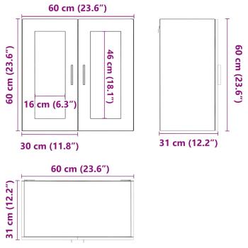 Küchen-Hängeschrank mit Glastür Porto Altholz-Optik