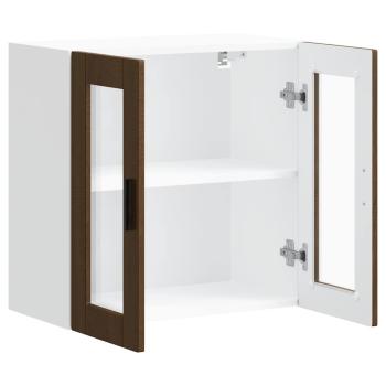 Küchen-Hängeschrank mit Glastür Porto Braun Eichen-Optik