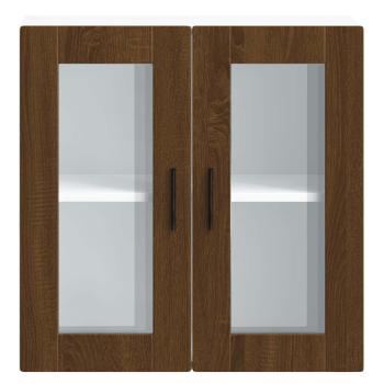 Küchen-Hängeschrank mit Glastür Porto Braun Eichen-Optik