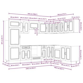 14-tlg. Küchenschrank-Set Braun Eichen-Optik Holzwerkstoff