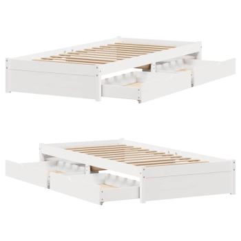 Massivholzbett ohne Matratze Weiß 100x200 cm Kiefernholz