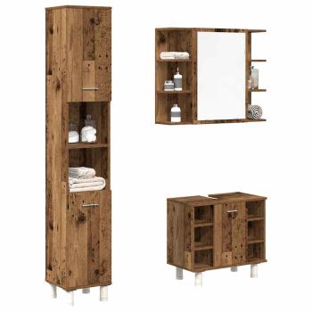ARDEBO.de - 3-tlg. Badmöbel-Set Altholz-Optik Holzwerkstoff