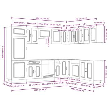 ARDEBO.de - 14-tlg. Küchenschrank-Set Kalmar Räuchereiche Holzwerkstoff