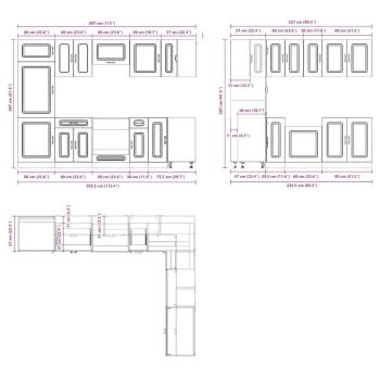 14-tlg. Küchenschrank-Set Kalmar Grau Sonoma Holzwerkstoff