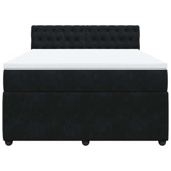 Boxspringbett mit Matratze Schwarz 140x200 cm Samt