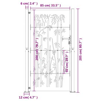 Gartentor 105x205 cm Cortenstahl Bambus-Design