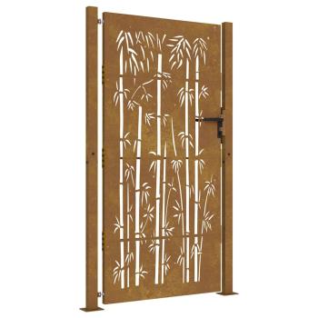 Gartentor 105x205 cm Cortenstahl Bambus-Design