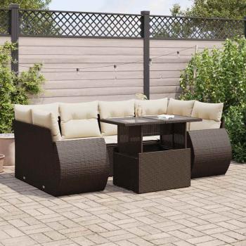 ARDEBO.de - 7-tlg. Garten-Sofagarnitur mit Kissen Braun Poly Rattan