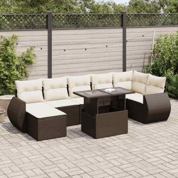 ARDEBO.de - 8-tlg. Garten-Sofagarnitur mit Kissen Braun Poly Rattan