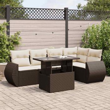ARDEBO.de - 6-tlg. Garten-Sofagarnitur mit Kissen Braun Poly Rattan