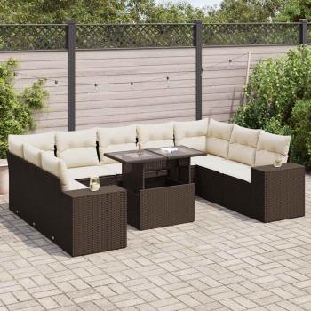 ARDEBO.de - 10-tlg. Garten-Sofagarnitur mit Kissen Braun Poly Rattan