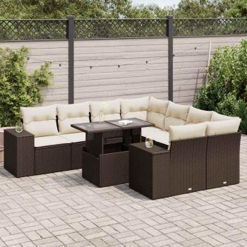 ARDEBO.de - 9-tlg. Garten-Sofagarnitur mit Kissen Braun Poly Rattan