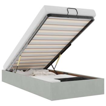 Ottoman-Bett ohne Matratze Hellgrau 90x200 cm Samt