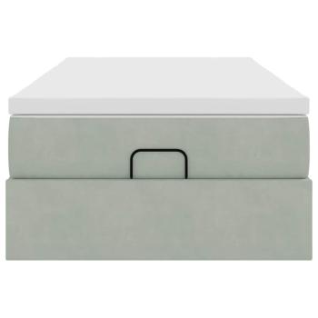 Ottoman-Bett mit Matratze Hellgrau 100x200 cm Samt