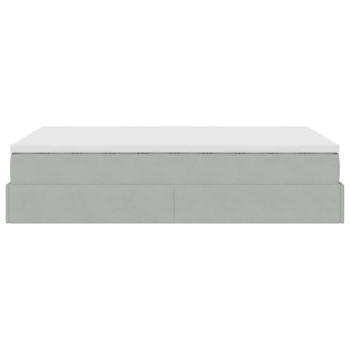 Ottoman-Bett mit Matratze Hellgrau 120x190 cm Samt