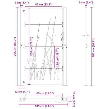 Gartentor 105x205 cm Cortenstahl Gras-Design