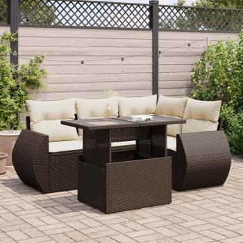 ARDEBO.de - 5-tlg. Garten-Sofagarnitur mit Kissen Braun Poly Rattan