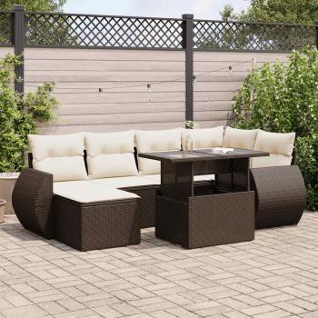 ARDEBO.de - 7-tlg. Garten-Sofagarnitur mit Kissen Braun Poly Rattan