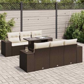 ARDEBO.de - 7-tlg. Garten-Sofagarnitur mit Kissen Braun Poly Rattan