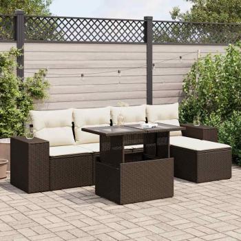 ARDEBO.de - 6-tlg. Garten-Sofagarnitur mit Kissen Braun Poly Rattan