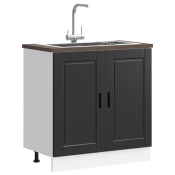 ARDEBO.de - Spülenunterschrank Porto Schwarz 80x46x81,5 cm Holzwerkstoff