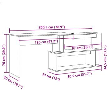 Eckschreibtisch Altholz-Optik 200,5x50x76 cm Holzwerkstoff