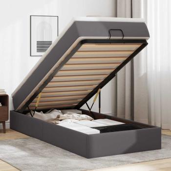 ARDEBO.de - Ottoman-Bett mit Matratze Grau 90x200 cm Kunstleder