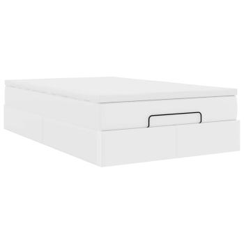 Ottoman-Bett mit Matratze Weiß 120x190 cm Kunstleder