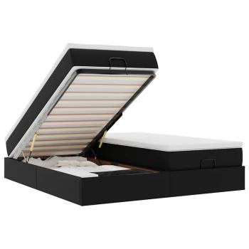 Ottoman-Bett mit Matratzen Schwarz 180x200 cm Kunstleder