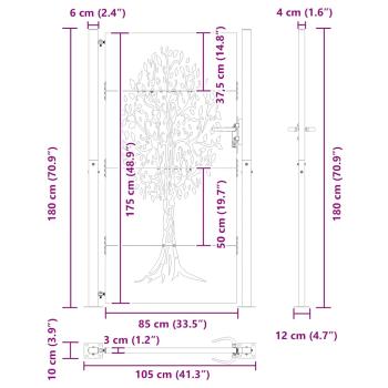 Gartentor 105x180 cm Cortenstahl Baum-Design