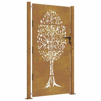 Gartentor 105x180 cm Cortenstahl Baum-Design