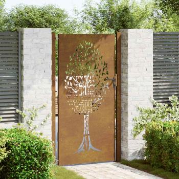 Gartentor 105x180 cm Cortenstahl Baum-Design