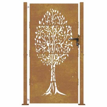 Gartentor 105x180 cm Cortenstahl Baum-Design