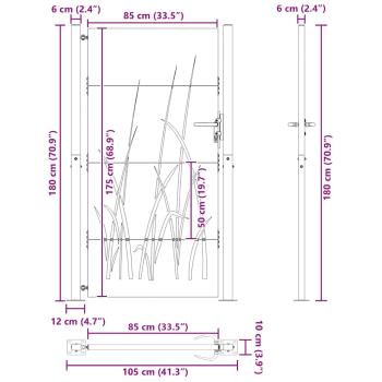 Gartentor 105x180 cm Cortenstahl Gras-Design