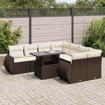 ARDEBO.de - 9-tlg. Garten-Sofagarnitur mit Kissen Braun Poly Rattan