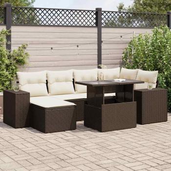 ARDEBO.de - 7-tlg. Garten-Sofagarnitur mit Kissen Braun Poly Rattan