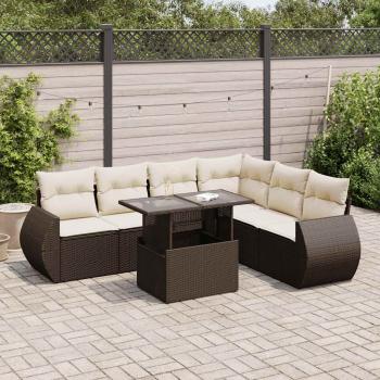 ARDEBO.de - 7-tlg. Garten-Sofagarnitur mit Kissen Braun Poly Rattan