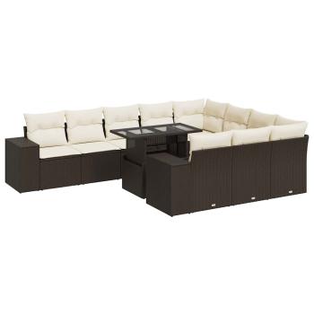 ARDEBO.de - 11-tlg. Garten-Sofagarnitur mit Kissen Braun Poly Rattan