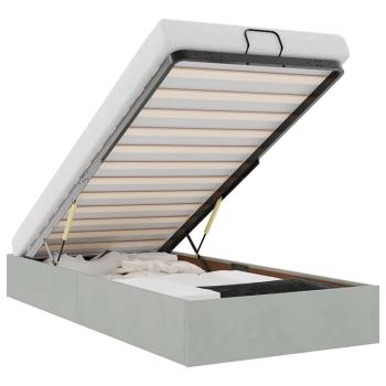 Ottoman-Bett ohne Matratze Hellgrau 90x190 cm Samt