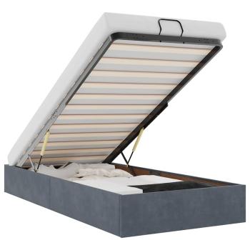Ottoman-Bett ohne Matratze Dunkelgrau 100x200 cm Samt