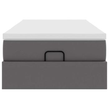 Ottoman-Bett mit Matratze Grau 100x200 cm Kunstleder