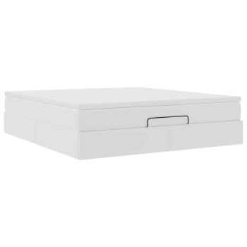 Ottoman-Bett mit Matratze Weiß 160x200 cm Kunstleder