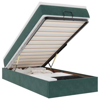 Ottoman-Bett mit Matratze Dunkelgrün 100x200 cm Samt