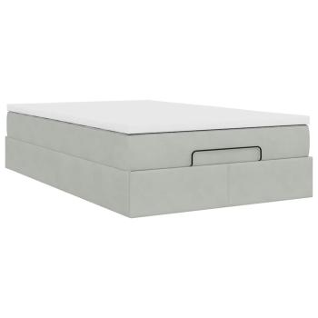 Ottoman-Bett mit Matratze Hellgrau 120x200 cm Samt