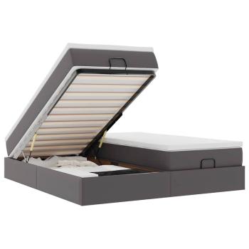 Ottoman-Bett mit Matratzen Grau 180x200 cm Kunstleder